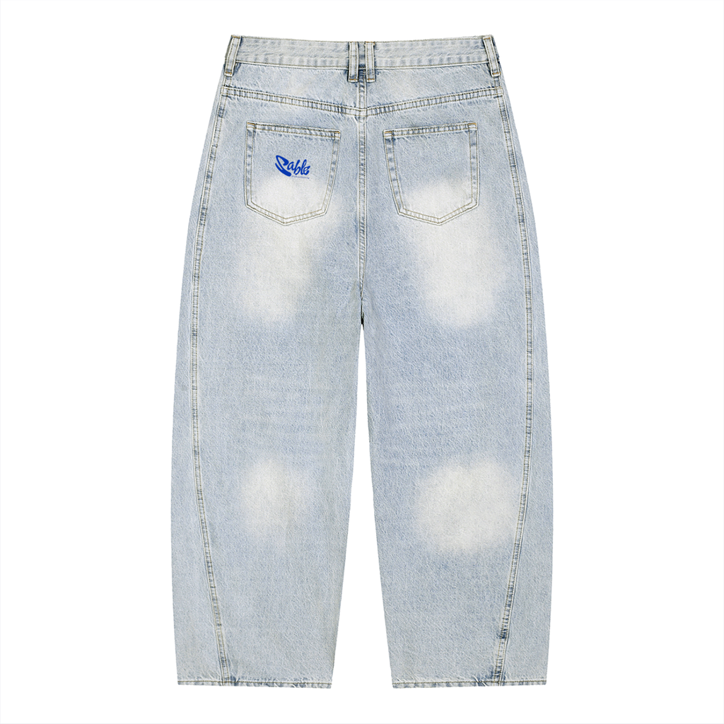 Men's Vintage Wash Sunfade Barrel Leg Jeans